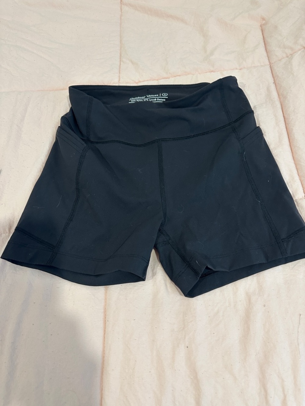 Outdoor Voices Black High-Rise Performance Shorts with Side Pocket